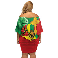 Ethiopia National Day Off Shoulder Short Dress Ethiopia Lion of Judah African Pattern - Wonder Print Shop