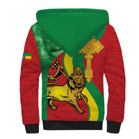 Ethiopia National Day Sherpa Hoodie Ethiopia Lion of Judah African Pattern - Wonder Print Shop