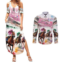 Personalized Kentucky Horse Racing Couples Matching Summer Maxi Dress and Long Sleeve Button Shirt 151st Anniversary Run For The Roses
