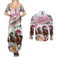 Personalized Kentucky Horse Racing Couples Matching Summer Maxi Dress and Long Sleeve Button Shirt 151st Anniversary Run For The Roses