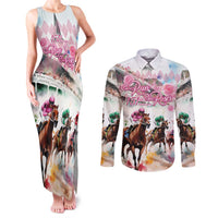 Personalized Kentucky Horse Racing Couples Matching Tank Maxi Dress and Long Sleeve Button Shirt 151st Anniversary Run For The Roses
