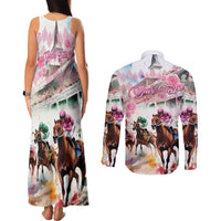 Personalized Kentucky Horse Racing Couples Matching Tank Maxi Dress and Long Sleeve Button Shirt 151st Anniversary Run For The Roses