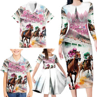 Personalized Kentucky Horse Racing Family Matching Long Sleeve Bodycon Dress and Hawaiian Shirt 151st Anniversary Run For The Roses