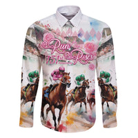 Personalized Kentucky Horse Racing Family Matching Off The Shoulder Long Sleeve Dress and Hawaiian Shirt 151st Anniversary Run For The Roses