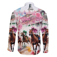 Personalized Kentucky Horse Racing Family Matching Off The Shoulder Long Sleeve Dress and Hawaiian Shirt 151st Anniversary Run For The Roses