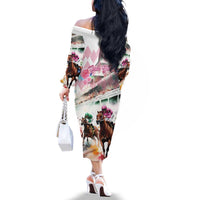 Personalized Kentucky Horse Racing Family Matching Off The Shoulder Long Sleeve Dress and Hawaiian Shirt 151st Anniversary Run For The Roses