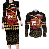 Kentucky Horse Racing Couples Matching Long Sleeve Bodycon Dress and Long Sleeve Button Shirt Celebrating 151 Years Horseshoe With Roses
