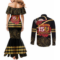 Kentucky Horse Racing Couples Matching Mermaid Dress and Long Sleeve Button Shirt Celebrating 151 Years Horseshoe With Roses