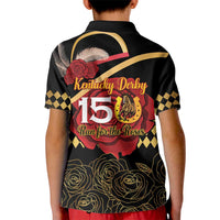 Kentucky Horse Racing Kid Polo Shirt Celebrating 151 Years Horseshoe With Roses