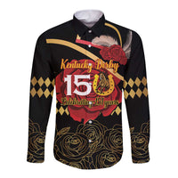 Kentucky Horse Racing Long Sleeve Button Shirt Celebrating 151 Years Horseshoe With Roses