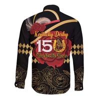 Kentucky Horse Racing Long Sleeve Button Shirt Celebrating 151 Years Horseshoe With Roses