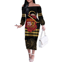 Kentucky Horse Racing Off The Shoulder Long Sleeve Dress Celebrating 151 Years Horseshoe With Roses