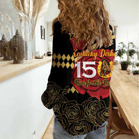 Kentucky Horse Racing Women Casual Shirt Celebrating 151 Years Horseshoe With Roses