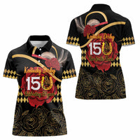 Kentucky Horse Racing Women Polo Shirt Celebrating 151 Years Horseshoe With Roses