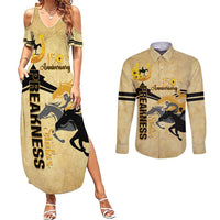 Personalized Preakness Horse Racing Couples Matching Summer Maxi Dress and Long Sleeve Button Shirt 150th Anniversary Run For The Black-Eyed Susans