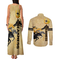 Personalized Preakness Horse Racing Couples Matching Tank Maxi Dress and Long Sleeve Button Shirt 150th Anniversary Run For The Black-Eyed Susans
