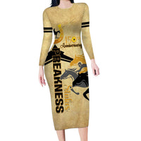 Personalized Preakness Horse Racing Family Matching Long Sleeve Bodycon Dress and Hawaiian Shirt 150th Anniversary Run For The Black-Eyed Susans