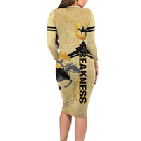 Personalized Preakness Horse Racing Family Matching Long Sleeve Bodycon Dress and Hawaiian Shirt 150th Anniversary Run For The Black-Eyed Susans
