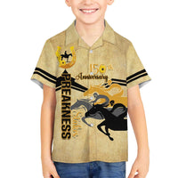 Personalized Preakness Horse Racing Family Matching Off The Shoulder Long Sleeve Dress and Hawaiian Shirt 150th Anniversary Run For The Black-Eyed Susans
