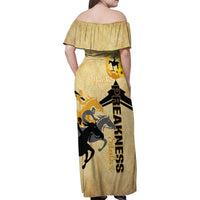 Personalized Preakness Horse Racing Family Matching Off Shoulder Maxi Dress and Hawaiian Shirt 150th Anniversary Run For The Black-Eyed Susans