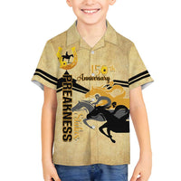 Personalized Preakness Horse Racing Family Matching Off Shoulder Maxi Dress and Hawaiian Shirt 150th Anniversary Run For The Black-Eyed Susans