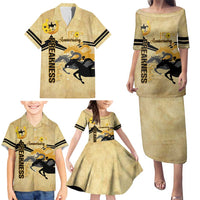 Personalized Preakness Horse Racing Family Matching Puletasi and Hawaiian Shirt 150th Anniversary Run For The Black-Eyed Susans