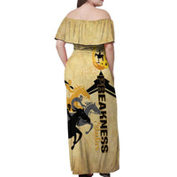 Personalized Preakness Horse Racing Off Shoulder Maxi Dress 150th Anniversary Run For The Black-Eyed Susans
