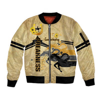 Personalized Preakness Horse Racing Sleeve Zip Bomber Jacket 150th Anniversary Run For The Black-Eyed Susans