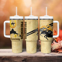 Personalized Preakness Horse Racing Tumbler With Handle 150th Anniversary Run For The Black-Eyed Susans
