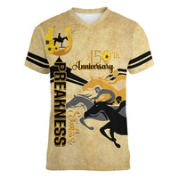 Personalized Preakness Horse Racing Women V-Neck T-Shirt 150th Anniversary Run For The Black-Eyed Susans