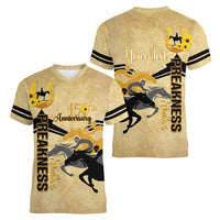 Personalized Preakness Horse Racing Women V-Neck T-Shirt 150th Anniversary Run For The Black-Eyed Susans