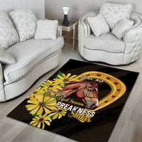 Personalized Preakness Horse Racing Area Rug Horseshoe With Black-Eyed Susans