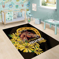 Personalized Preakness Horse Racing Area Rug Horseshoe With Black-Eyed Susans