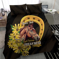 Personalized Preakness Horse Racing Bedding Set Horseshoe With Black-Eyed Susans