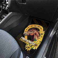 Personalized Preakness Horse Racing Car Mats Horseshoe With Black-Eyed Susans