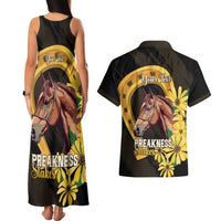 Personalized Preakness Horse Racing Couples Matching Tank Maxi Dress and Hawaiian Shirt Horseshoe With Black-Eyed Susans