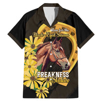 Personalized Preakness Horse Racing Family Matching Mermaid Dress and Hawaiian Shirt Horseshoe With Black-Eyed Susans
