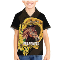 Personalized Preakness Horse Racing Family Matching Mermaid Dress and Hawaiian Shirt Horseshoe With Black-Eyed Susans