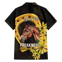 Personalized Preakness Horse Racing Family Matching Puletasi and Hawaiian Shirt Horseshoe With Black-Eyed Susans