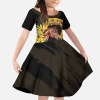 Personalized Preakness Horse Racing Family Matching Tank Maxi Dress and Hawaiian Shirt Horseshoe With Black-Eyed Susans