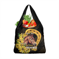 Personalized Preakness Horse Racing Grocery Bag Horseshoe With Black-Eyed Susans
