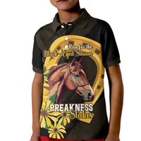 Personalized Preakness Horse Racing Kid Polo Shirt Horseshoe With Black-Eyed Susans