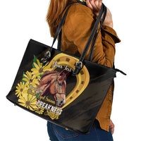 Personalized Preakness Horse Racing Leather Tote Bag Horseshoe With Black-Eyed Susans