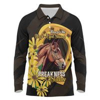 Personalized Preakness Horse Racing Long Sleeve Polo Shirt Horseshoe With Black-Eyed Susans