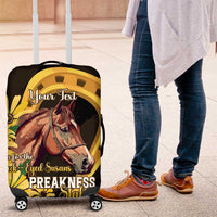 Personalized Preakness Horse Racing Luggage Cover Horseshoe With Black-Eyed Susans