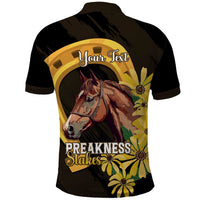 Personalized Preakness Horse Racing Polo Shirt Horseshoe With Black-Eyed Susans