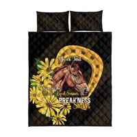 Personalized Preakness Horse Racing Quilt Bed Set Horseshoe With Black-Eyed Susans