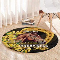Personalized Preakness Horse Racing Round Carpet Horseshoe With Black-Eyed Susans