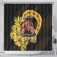 Personalized Preakness Horse Racing Shower Curtain Horseshoe With Black-Eyed Susans