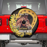 Personalized Preakness Horse Racing Spare Tire Cover Horseshoe With Black-Eyed Susans